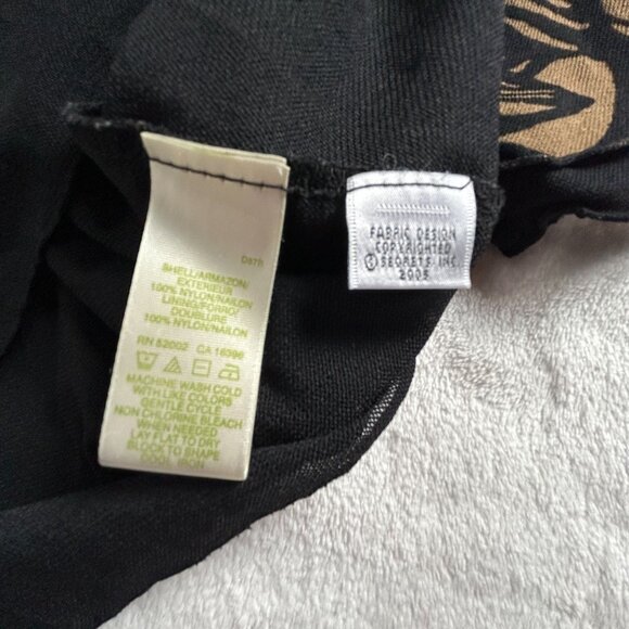 Sigrid Olsen Womens 2X Floral Print 3/4 Sleeve V-Neck Top Black Brown Casual - Picture 4 of 7